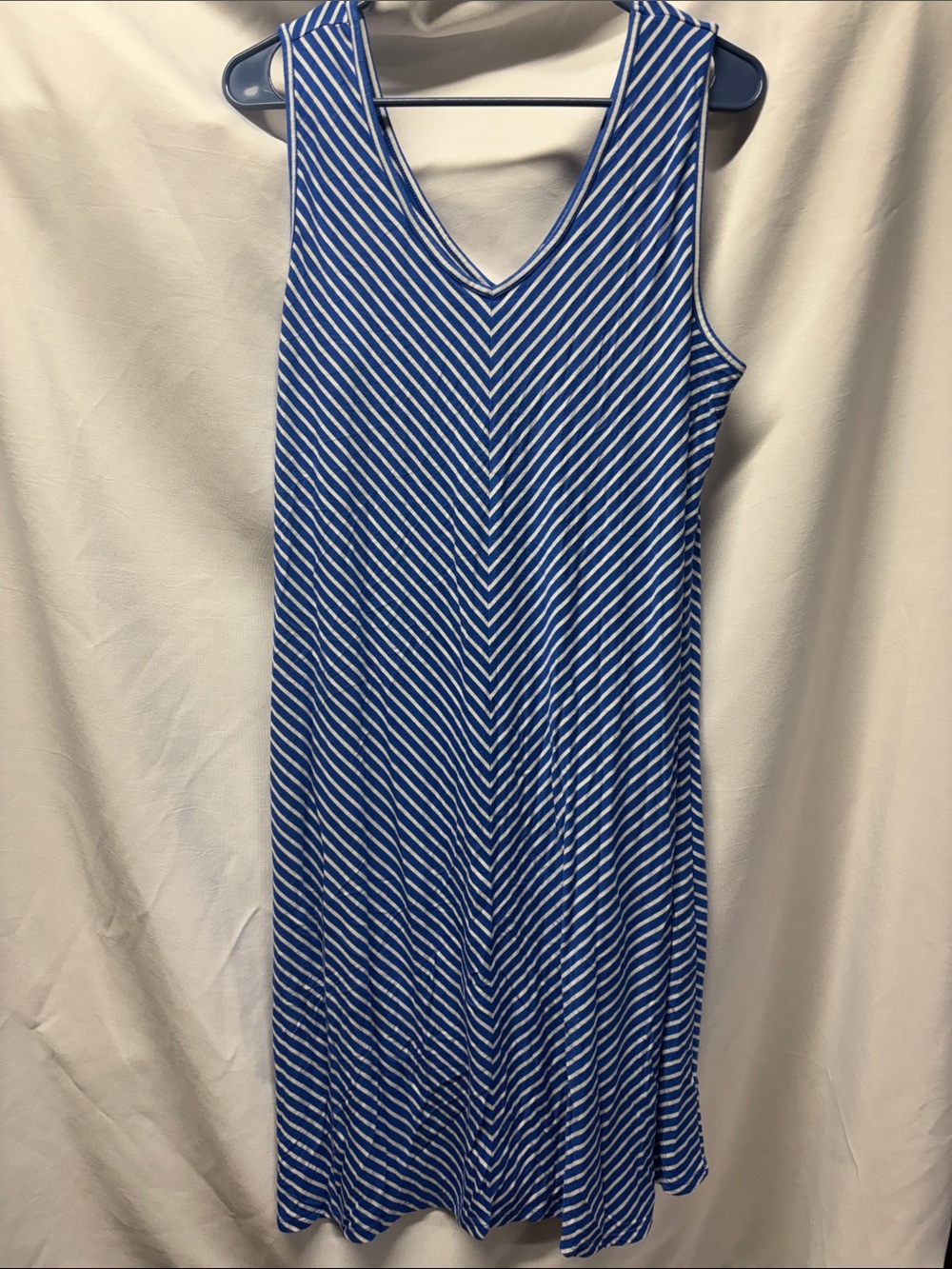 Cupio Blue & White Striped V-Neck Sleeveless Dress